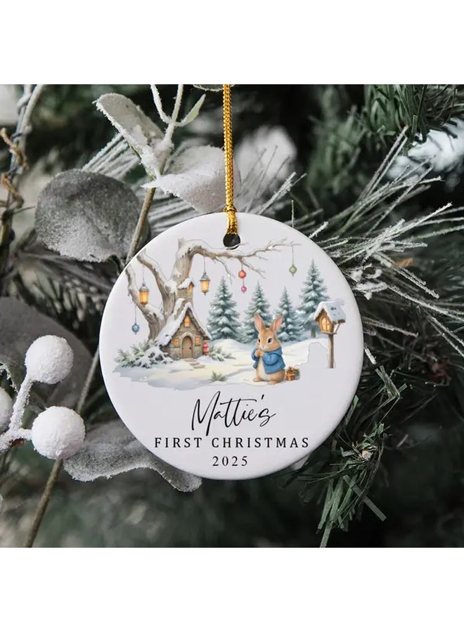Style 4 Pink Bunny First  2025 Ornament Ceramic Tree Decoration Holiday Gift - Image 1